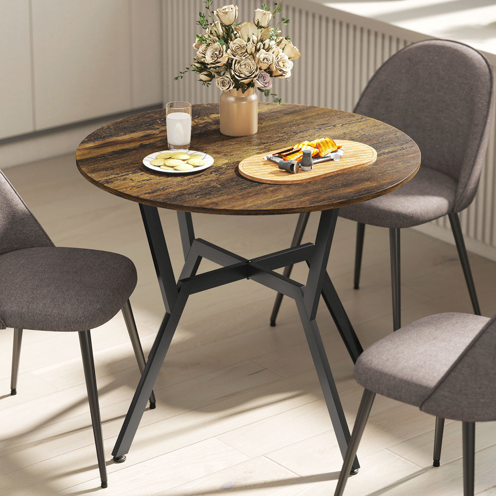 Portland 2 Seater Rustic Brown Wood Effect Small Dining Table Image 4
