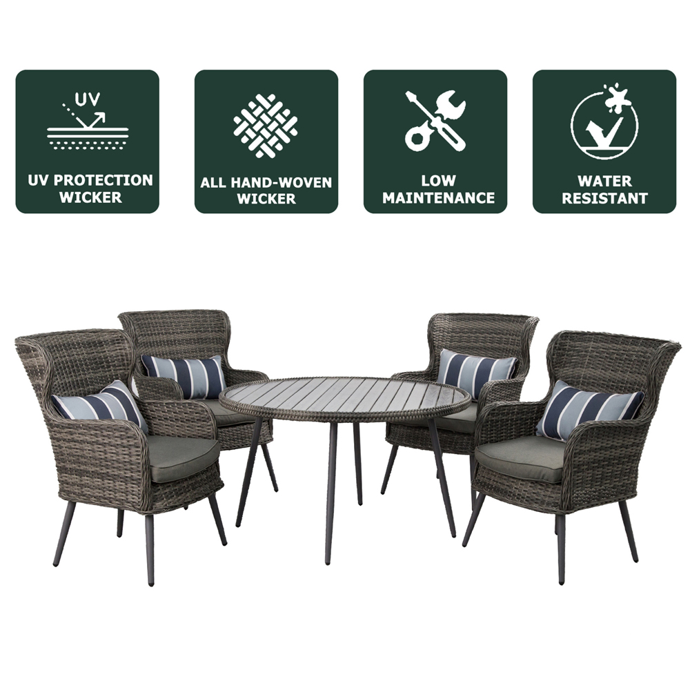 Furniture One 4 Seater Rattan Garden Dining Set Grey Image 4