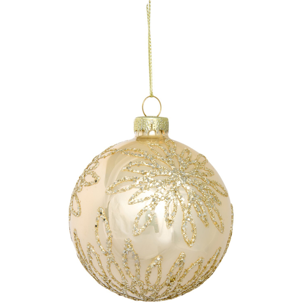 Shiny Champagne Gold Leaf Bauble Image 3