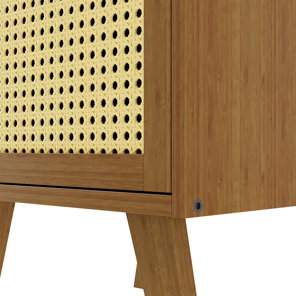 Living and Home Single Door Tawny and Cream Rattan Bedside Table Image 3