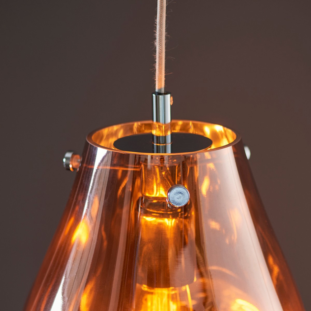 Merano Perugia Small Metallic Glass Copper Pendant Ceiling Lamp Image 4