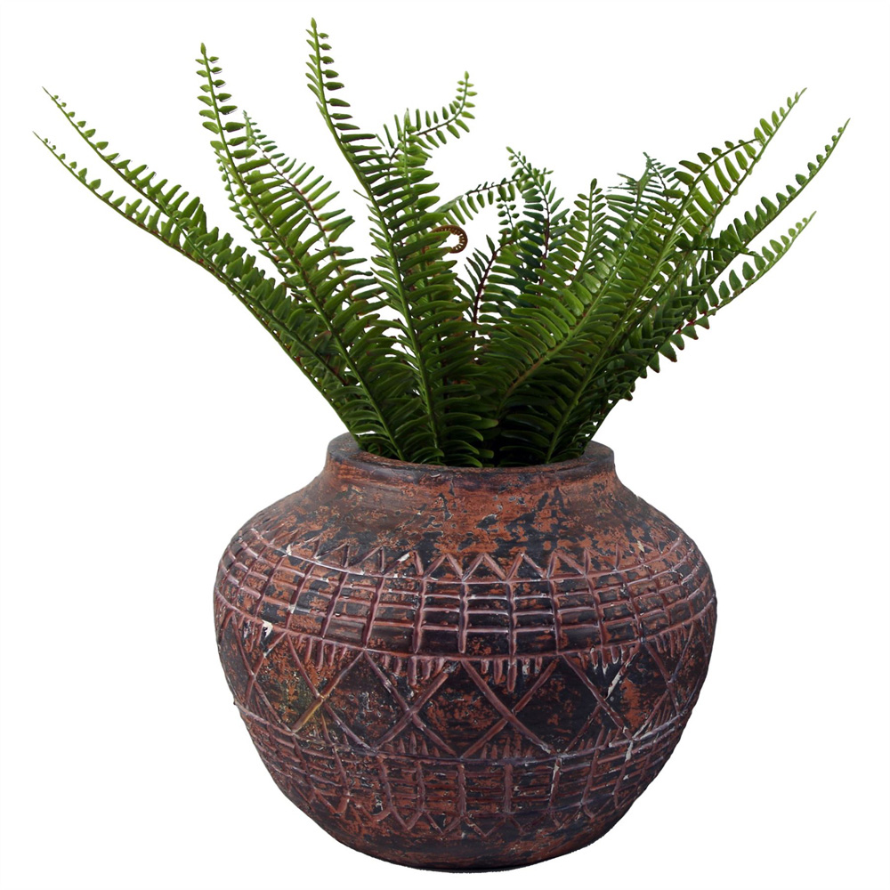 Leaf Aztec Vase Fibreglass Composite Indoor Planter 23 x 30cm Image 3