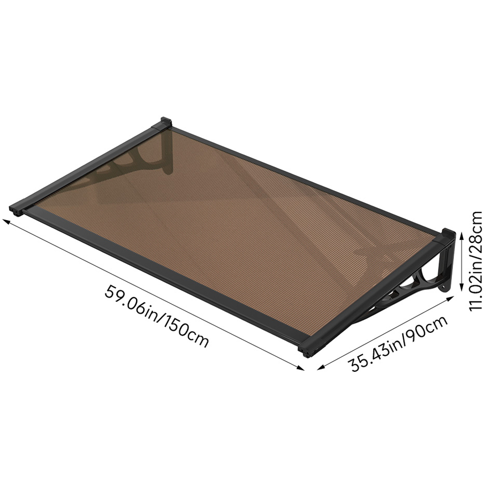 Living and Home Dark Brown Flat Door and Window Canopy 1.5 x 0.9m Image 9