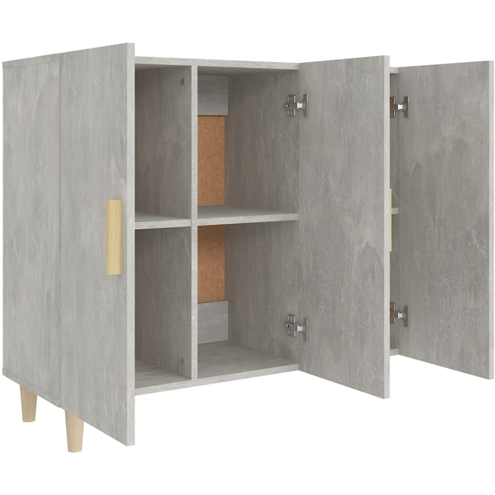 vidaXL 3 Door Concrete Grey Wooden Sideboard Image 4