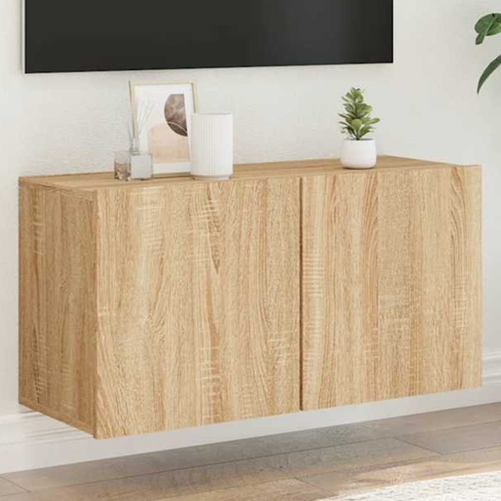 vidaXL 2 Door Sonoma Oak Wall Mounted TV Cabinet Image 1