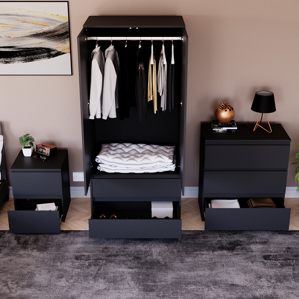Vida Designs Denver Black 3 Piece Bedroom Furniture Set Image 4