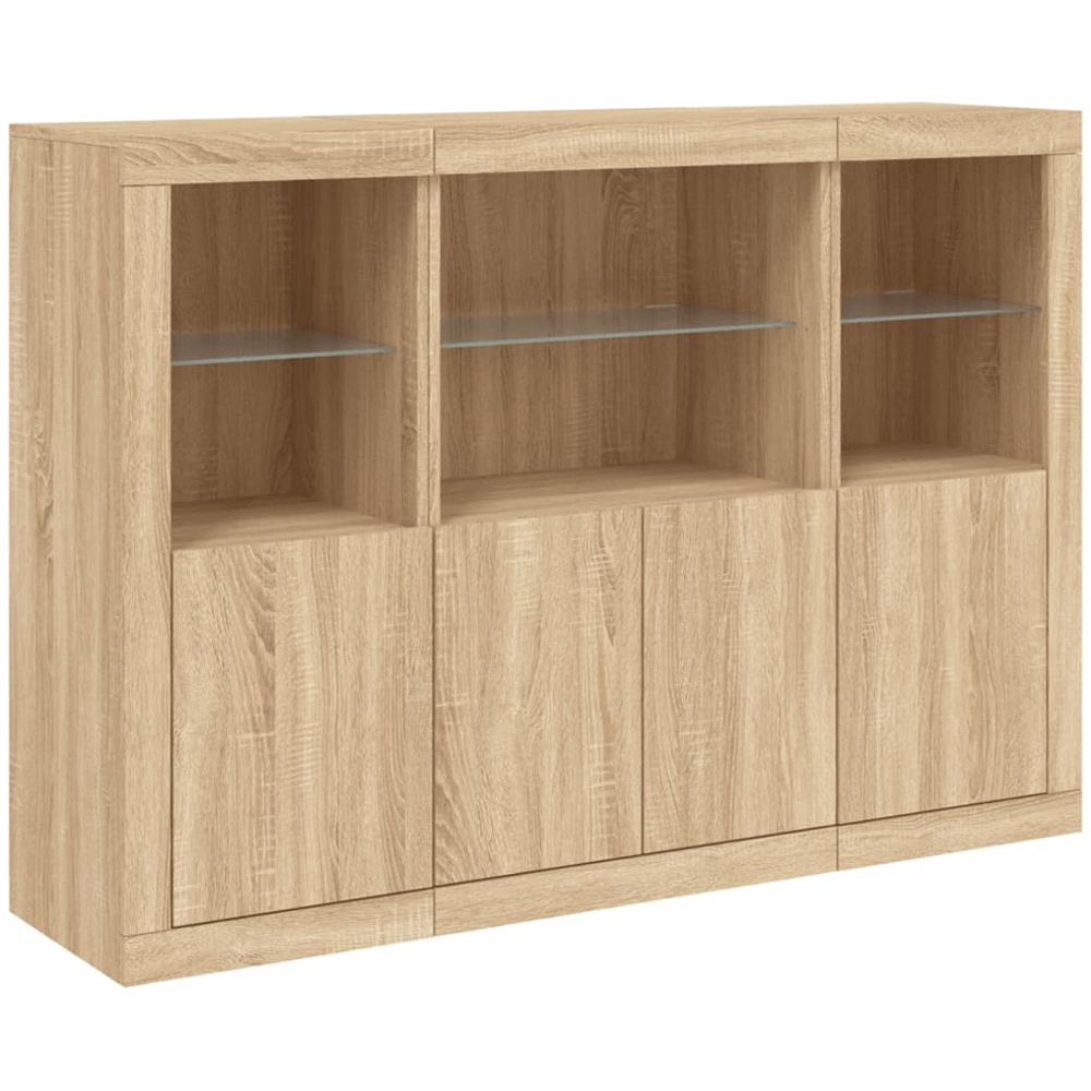 vidaXL 4 Door 6 Shelf Sonoma Oak LED Sideboard 3 Piece Image 2