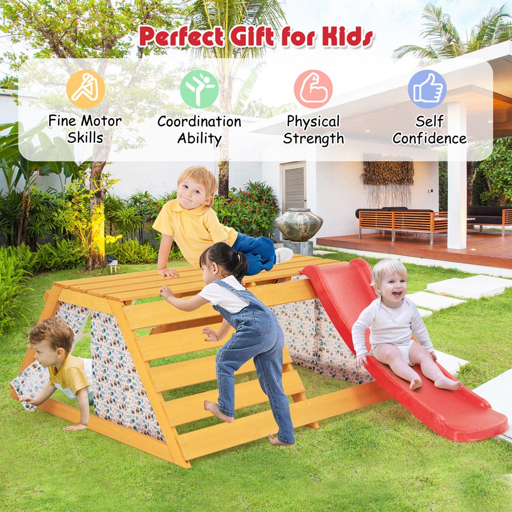 Costway 5 in 1 Jungle Gym with Slide and Rock Climbing Wall Image 6