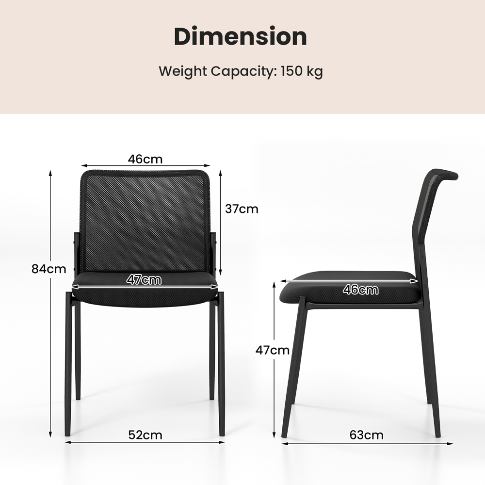 Costway Set of 2 Black Ergonomic Waiting Room Chair Image 9