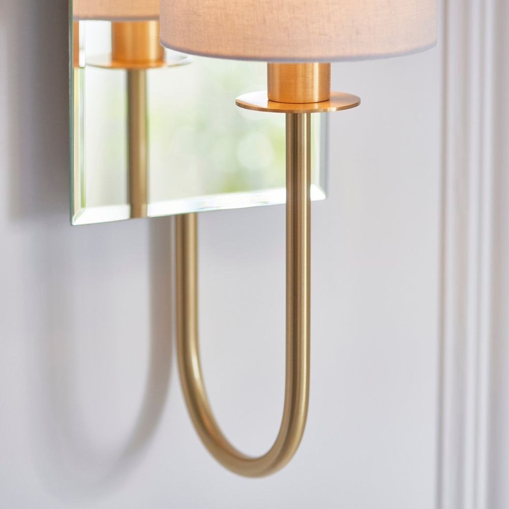 Merano Pisa Satin Brass and White Wall Lamp Image 5