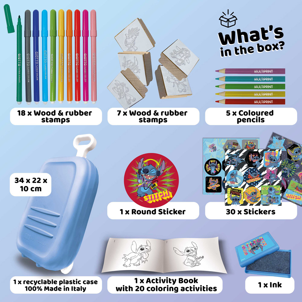 Multiprint Disney Stitch Kids Colouring and Stamp Trolley Set Image 2