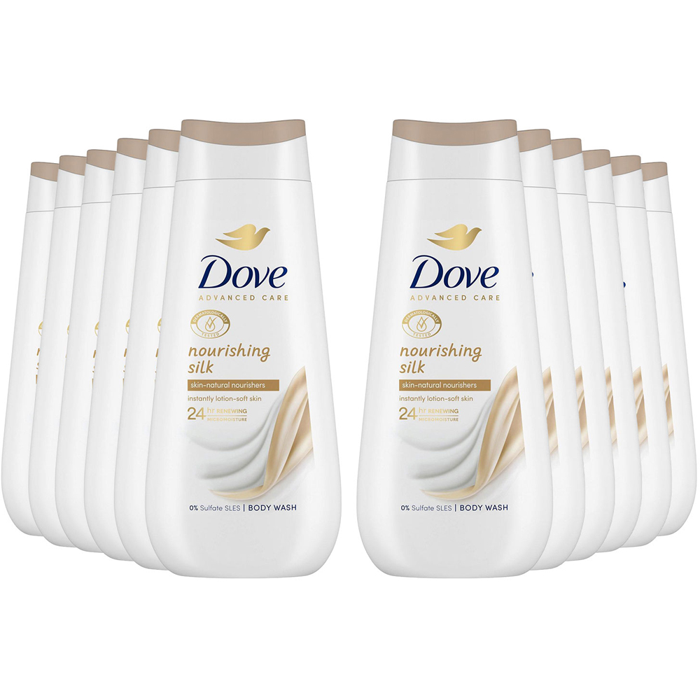 Dove Advanced Care Nourishing Silk Body Wash 225ml 12 Pack Image 1