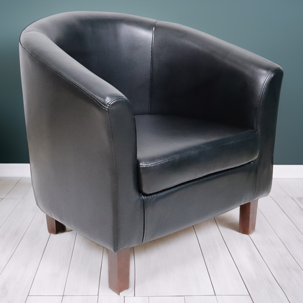 Brooklyn Black Faux Leather Tub Chair Image 1