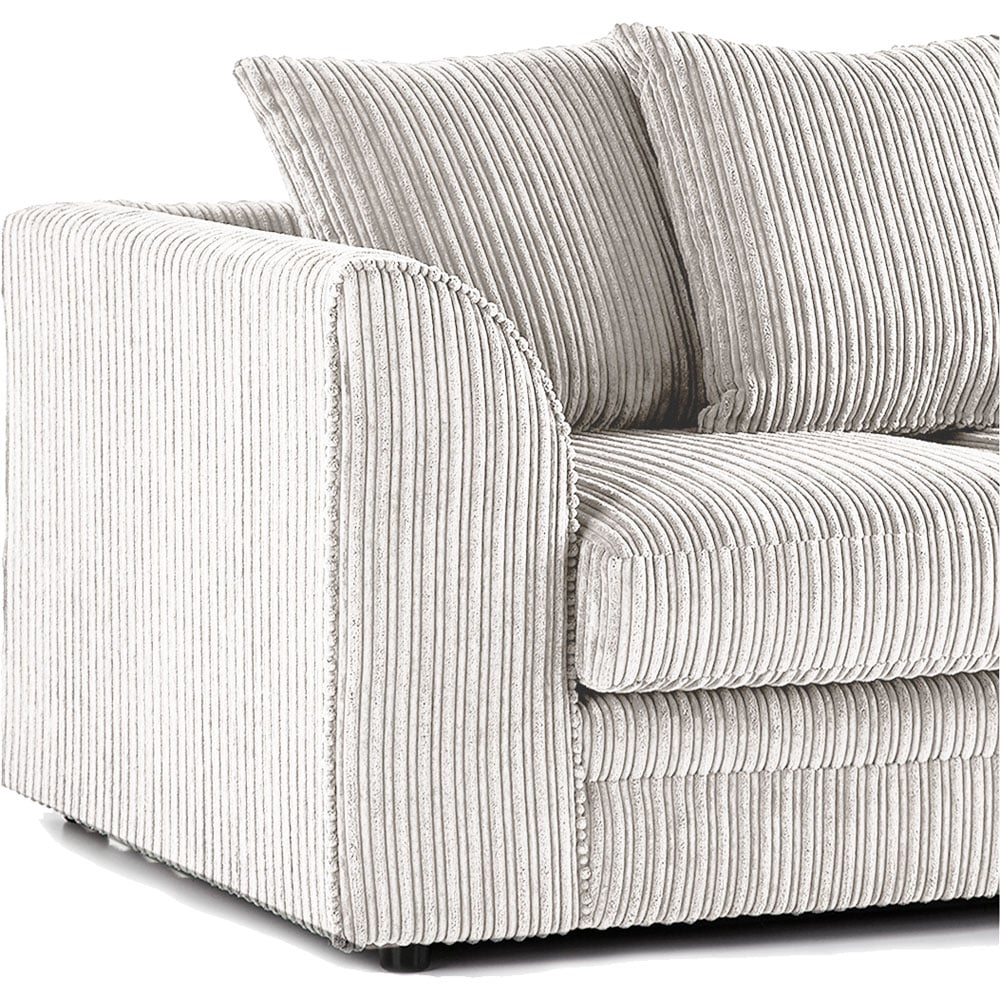 Luxor 3 Seater Silver Jumbo Cord Scatter Back Sofa Image 3