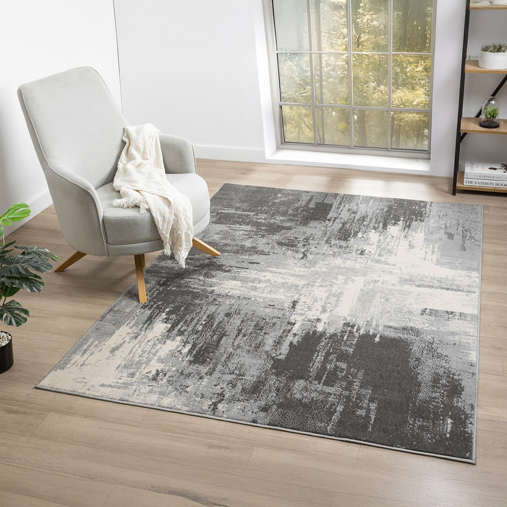 Desire Rugs Obsidian Grey Craft Abstract Rug 160 x 230cm Image 2