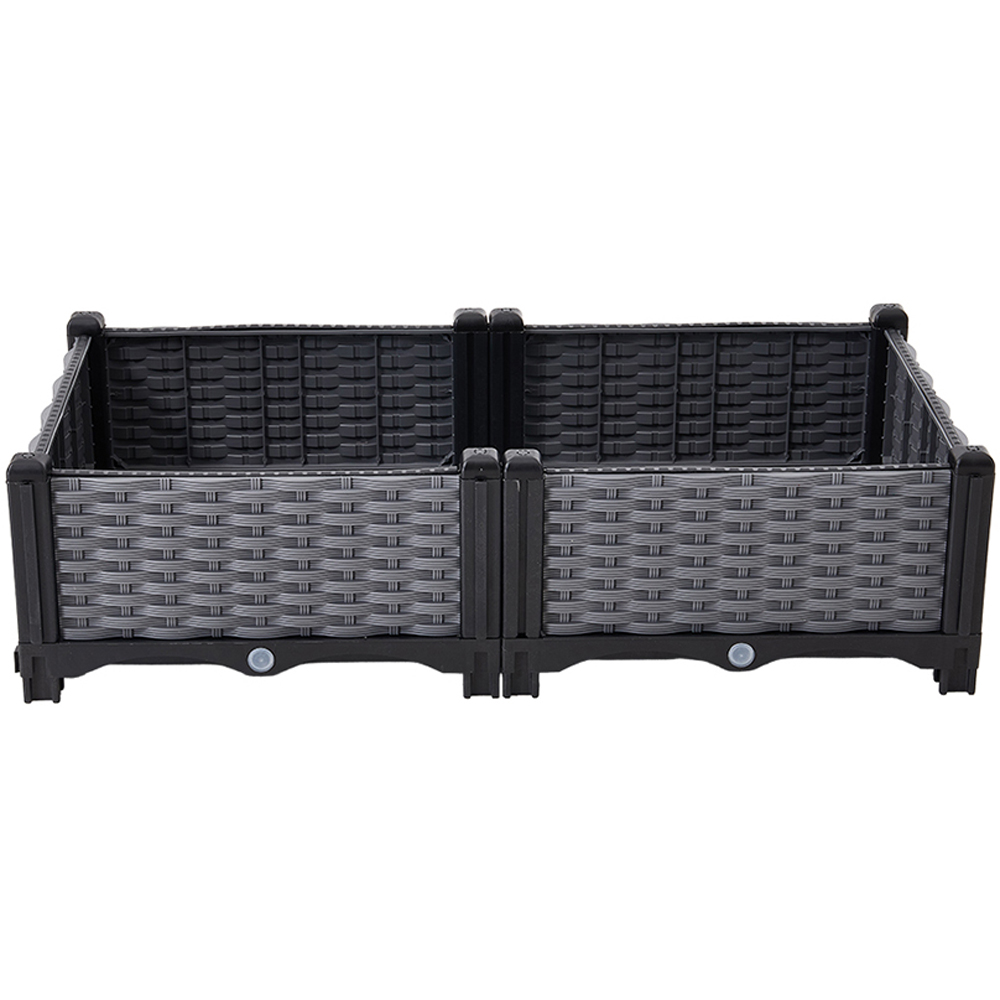 Living and Home Grey and Black Plastic Rattan Look Raised Garden Bed 22 x 80 x 40cm Image 1
