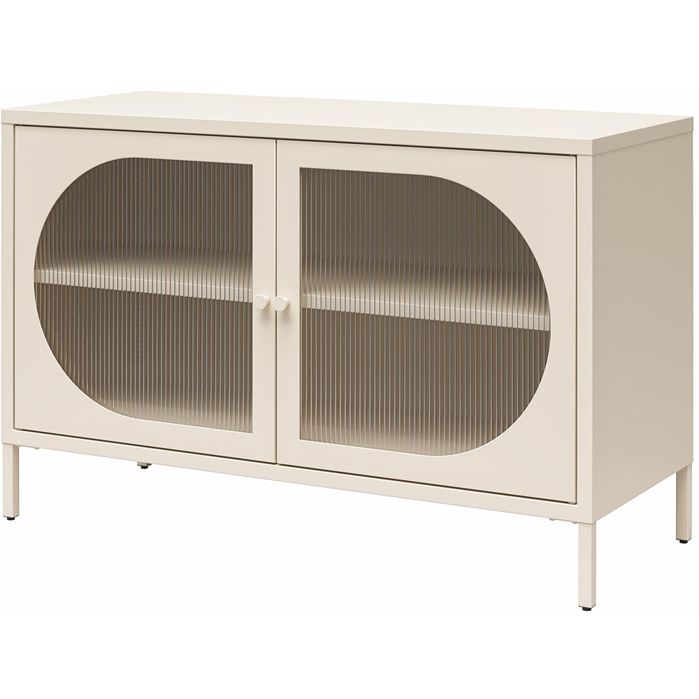 Dorel Luna 2 Door Beige Fluted Glass Wide Accent Cabinet Image 5