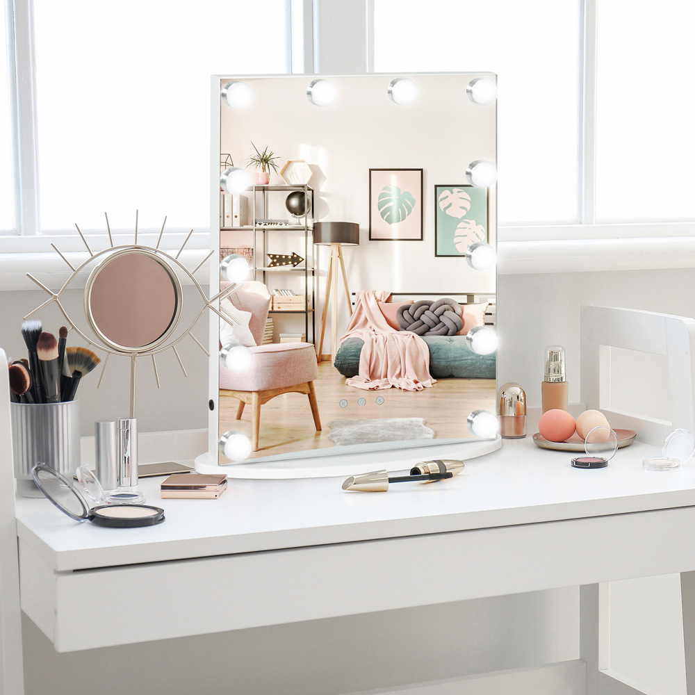Portland Hollywood White Frameless Vanity Mirror with 12 LED Image 2