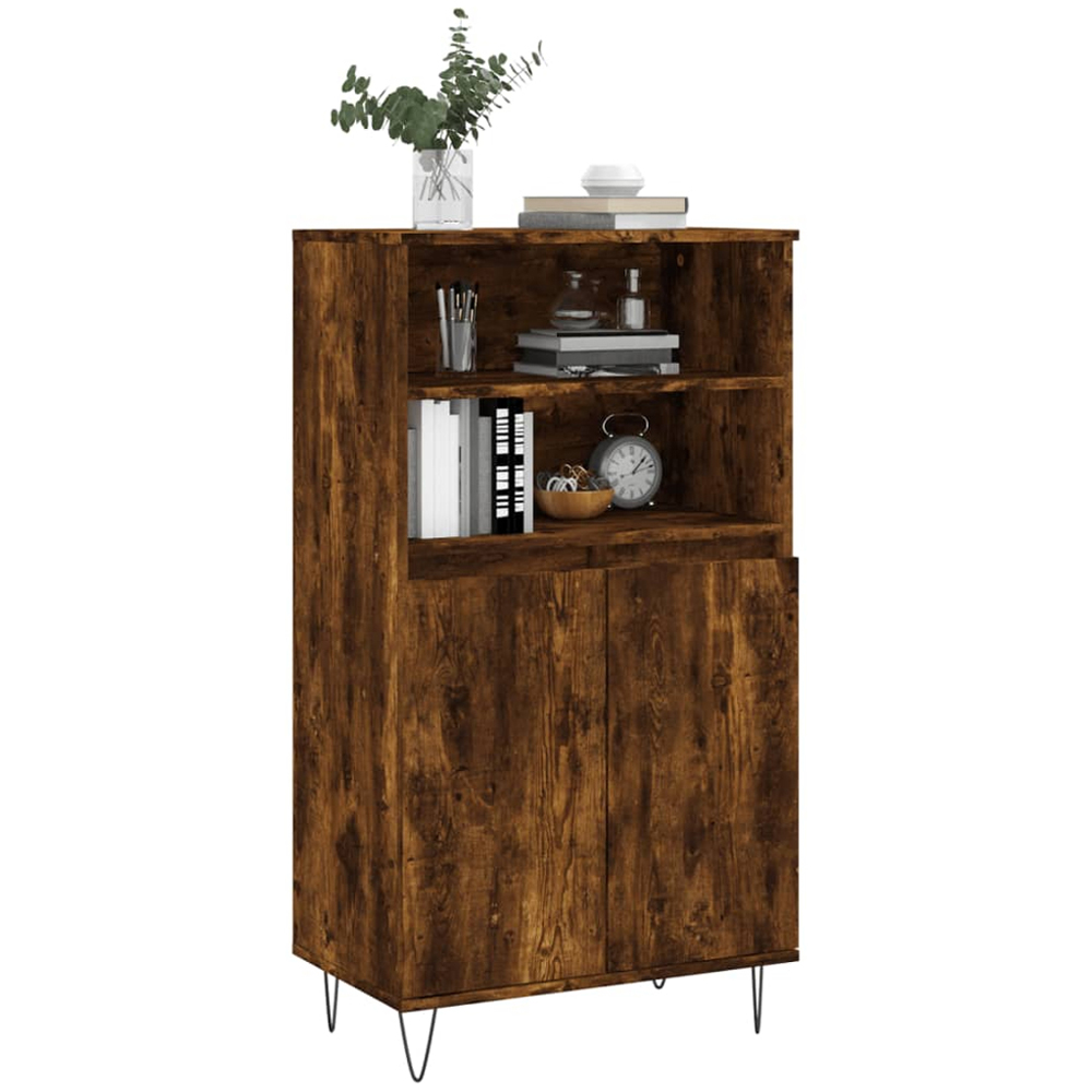 vidaXL 2 Door 2 Shelf Smoked Oak Highboard Image 3