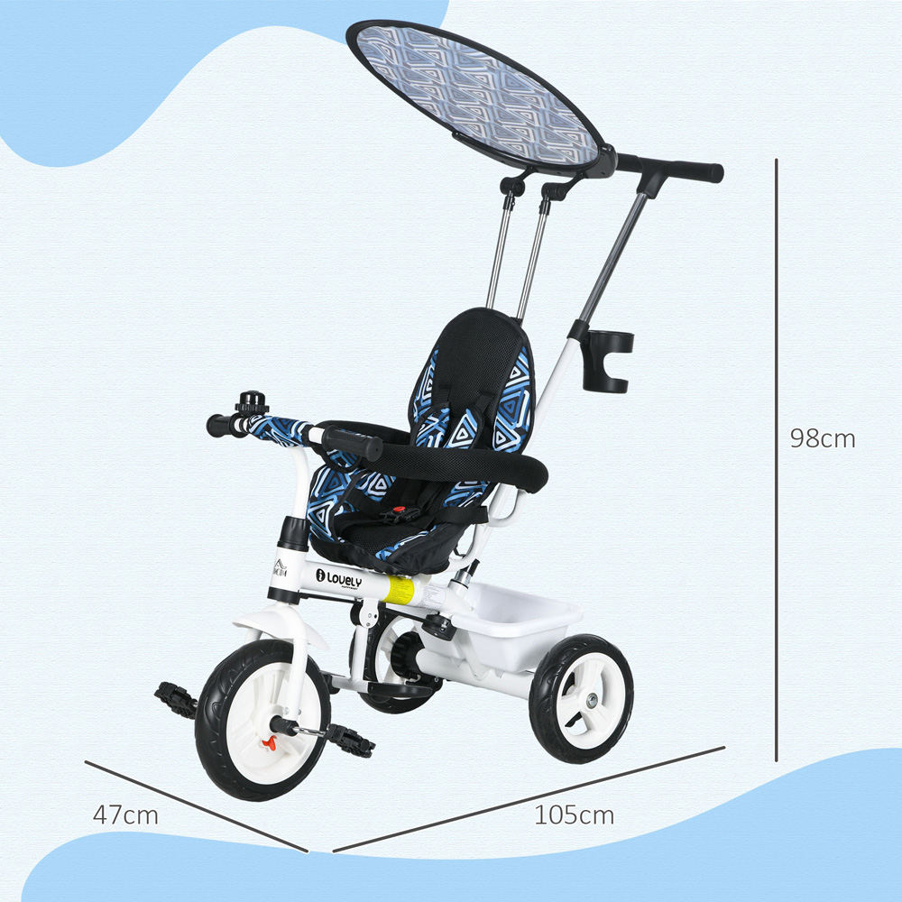 Tommy Toys Dark Blue 6 in 1 Kids Tricycle with Removable Handle Image 8