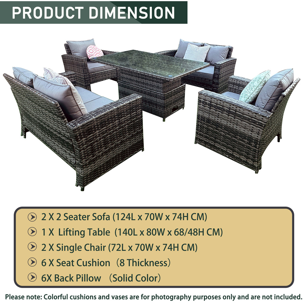 Florence 6 Seater Rattan Garden Lounge Set Image 8