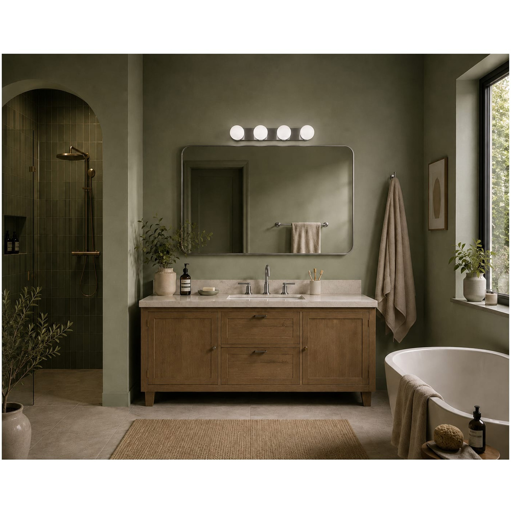 Cosylyte Bowen Bathroom 4 Light Classic Opal Glass Chrome Ceiling Flush Light Image 7
