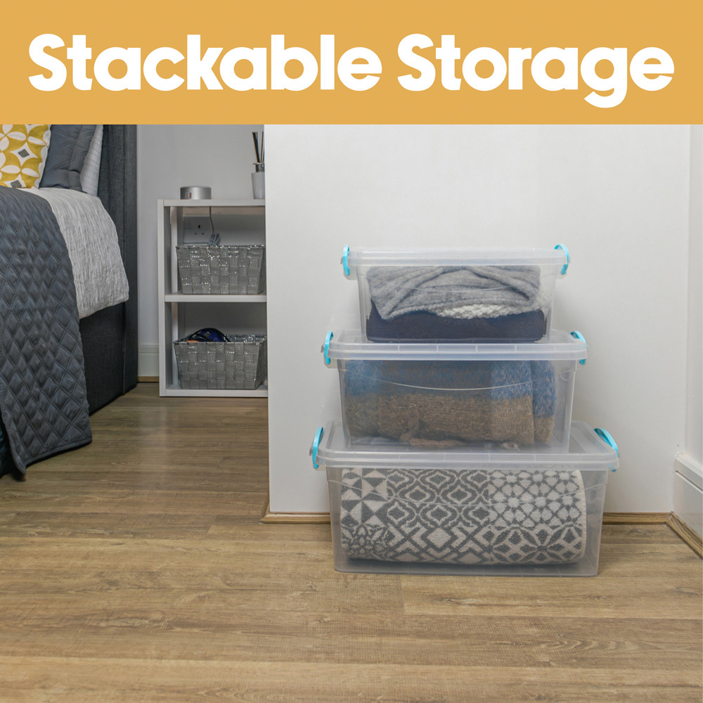 JVL Plastic Stackable and Nestable Food Storage Box with Clip Lid Set of 3 Image 7