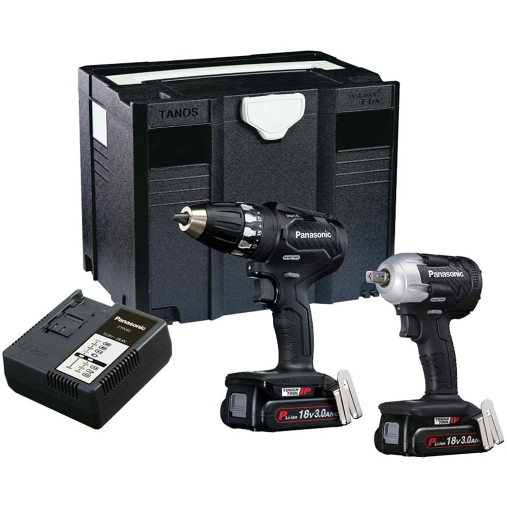 Panasonic EYC232LJ Smart Brushless Drill Driver 2 Pack with 18V 3Ah Li-ion Batteries Image
