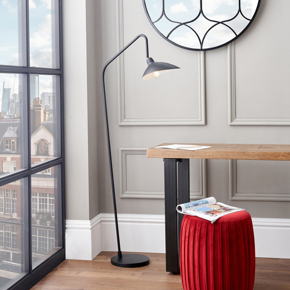 Pacific Lifestyle Toulon Matt Black Metal Retro Task Floor Lamp Image 2