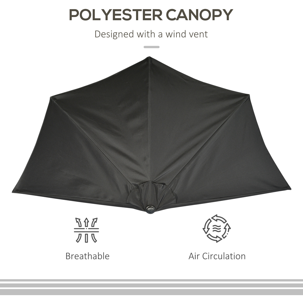 Outsunny Black Half Parasol 2.7m Image 6