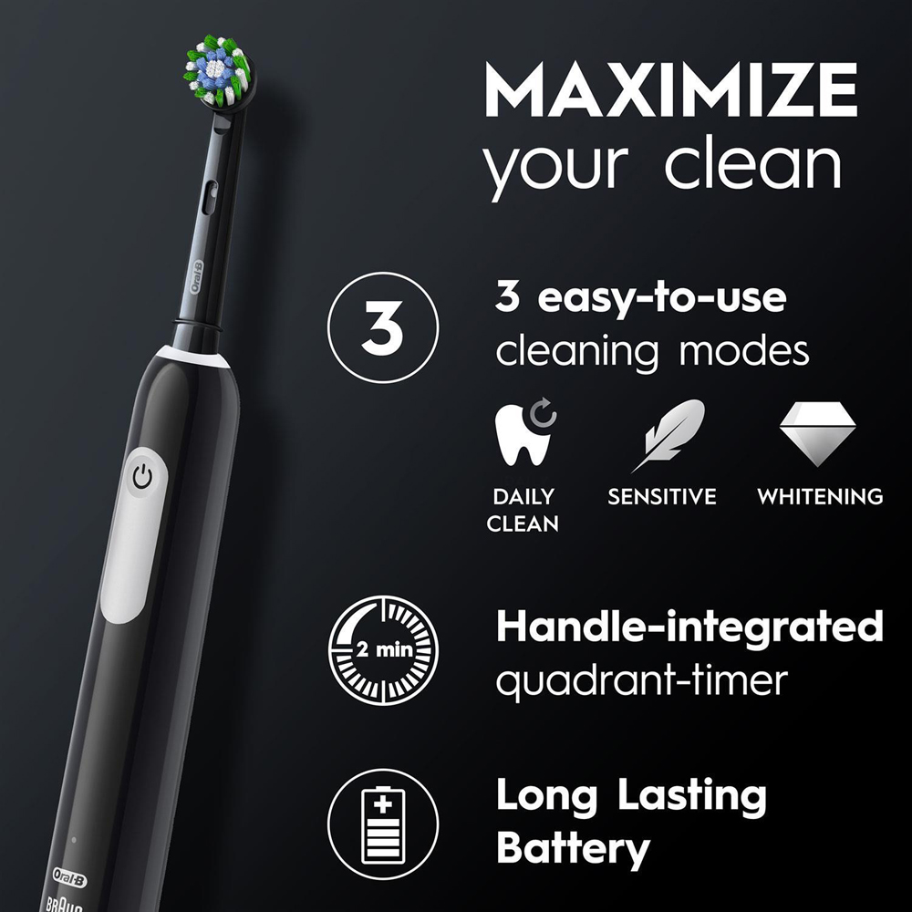 Oral-B Pro Black Electric Rechargeable Toothbrush with 8 Cross Action Black Refill Head Image 9