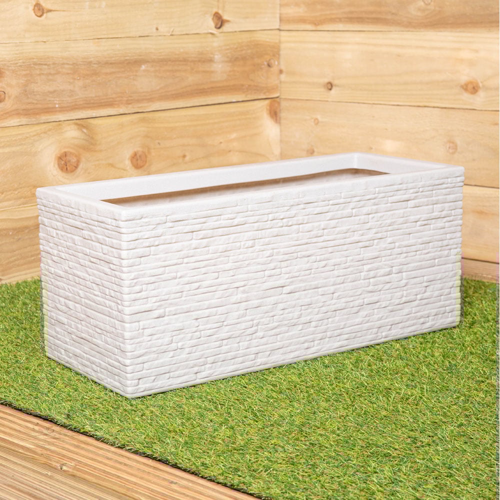 Samuel Alexander Stone Coloured Slate Effect Trough Planter 60cm Image 2