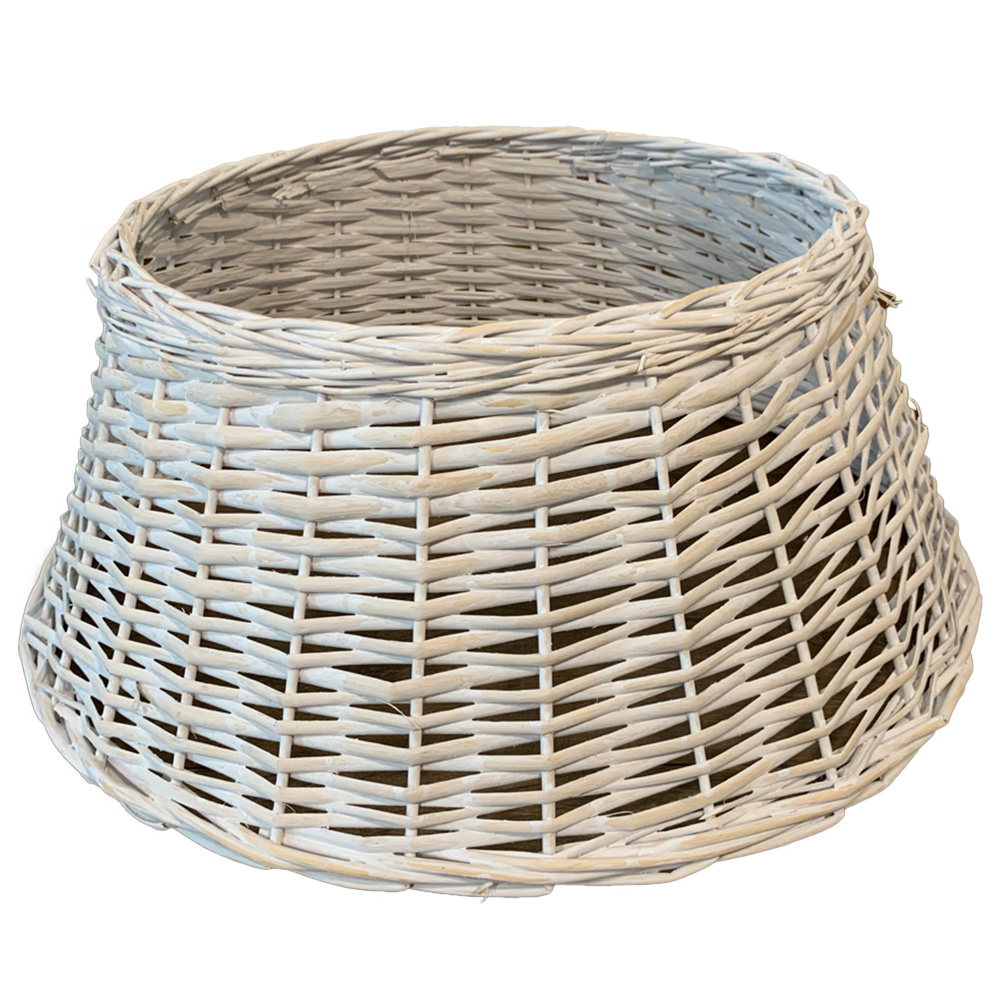 Samuel Alexander Deluxe Medium White Wash Wicker Willow Christmas Tree Skirt 24 x 58cm Image 1