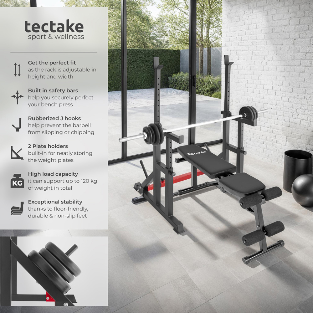 tectake Creed Adjustable Squat Rack with 2 Weight Plates Holder Image 7