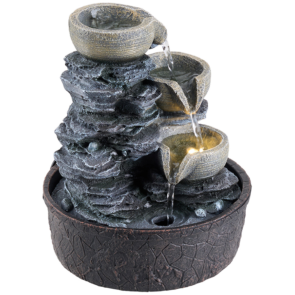 Living and Home Multi Tier LED Light Water Fountain Image 1