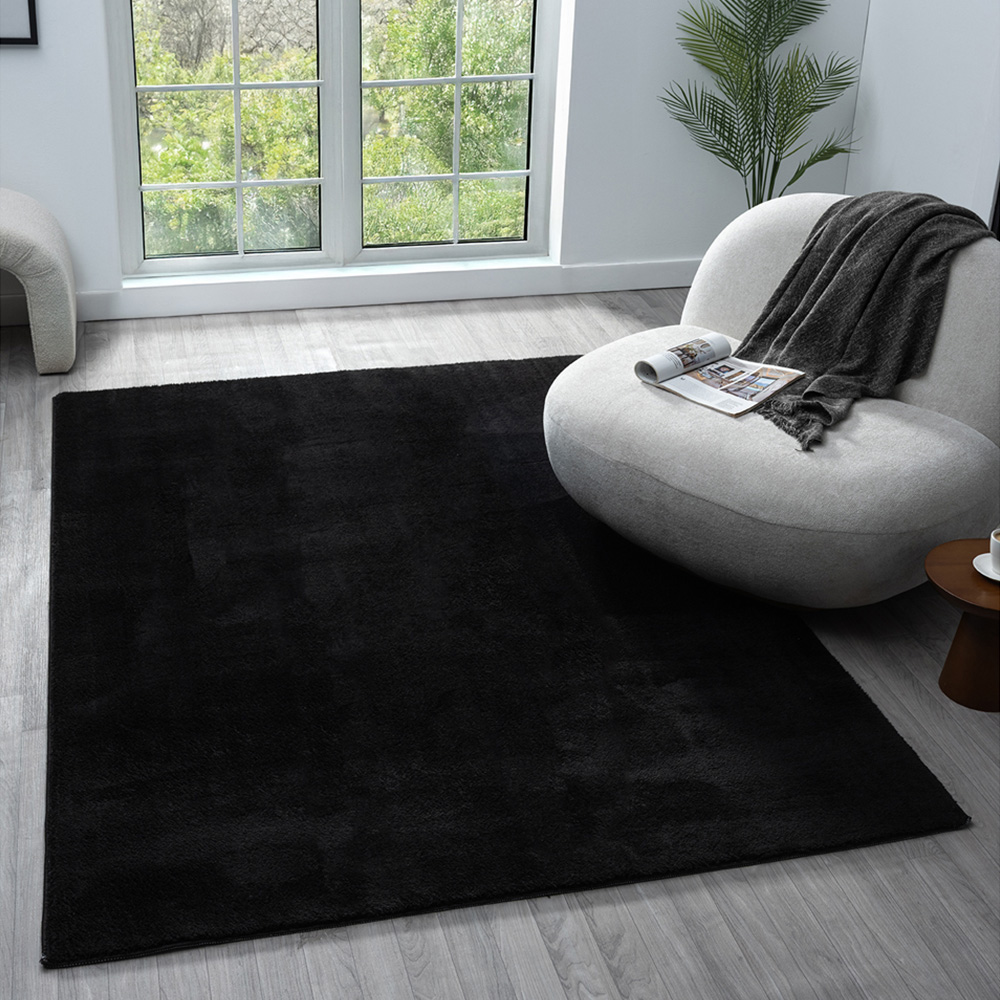 Desire Rugs Comfy Black Anti Slip Felt Backing Rug 160 x 220cm Image 2
