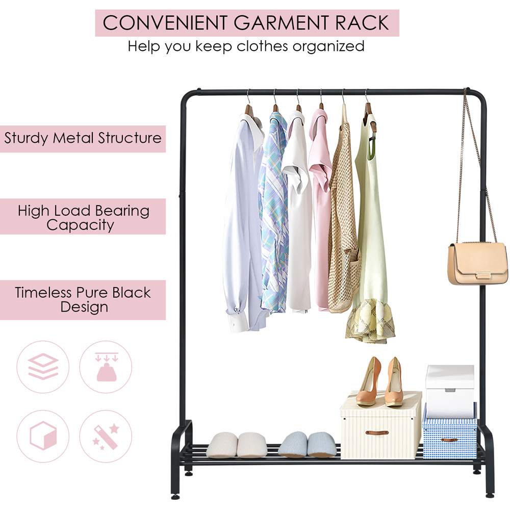 Costway Single Shelf Metal Garment Rack with Hanging Rail Image 4