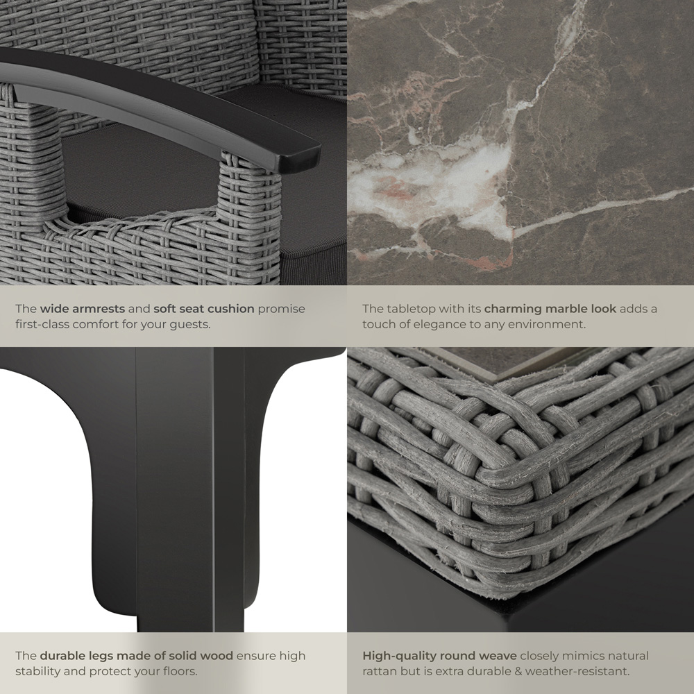 tectake Foggia Rosarno 6 Seater Rattan Garden Dining Set Grey Image 5