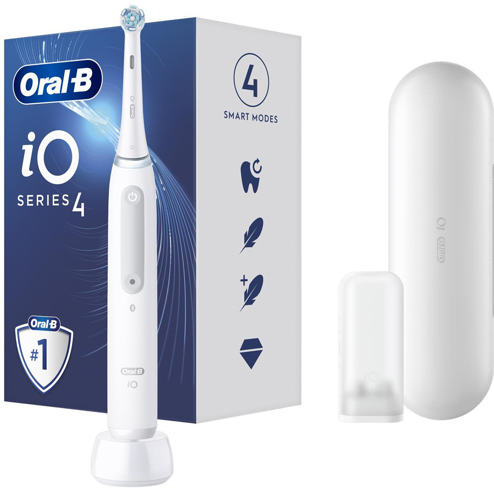 Oral-B iO4 White Bluetooth Rechargeable Electric Toothbrush with 8 3D White Refill Head Image 4