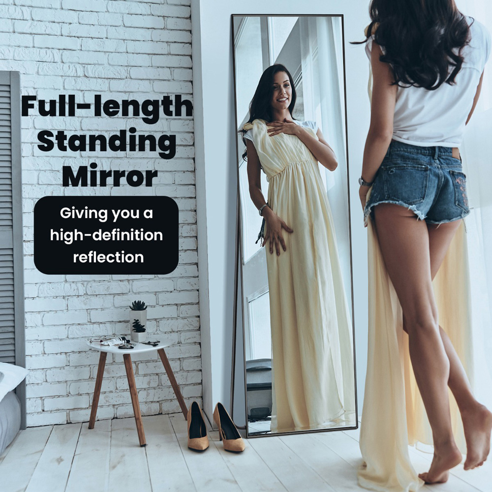 Costway Black Shatter Proof Full Length Mirror Image 4