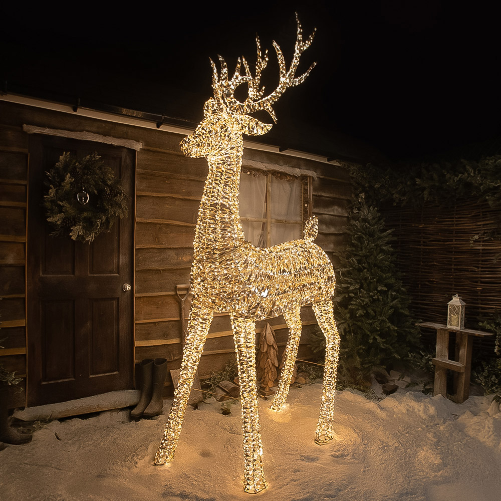 The Christmas Centre 5100 Warm White LED Micro Lights Pre-Lit Gold Laser Lit Stag 270cm Image 1