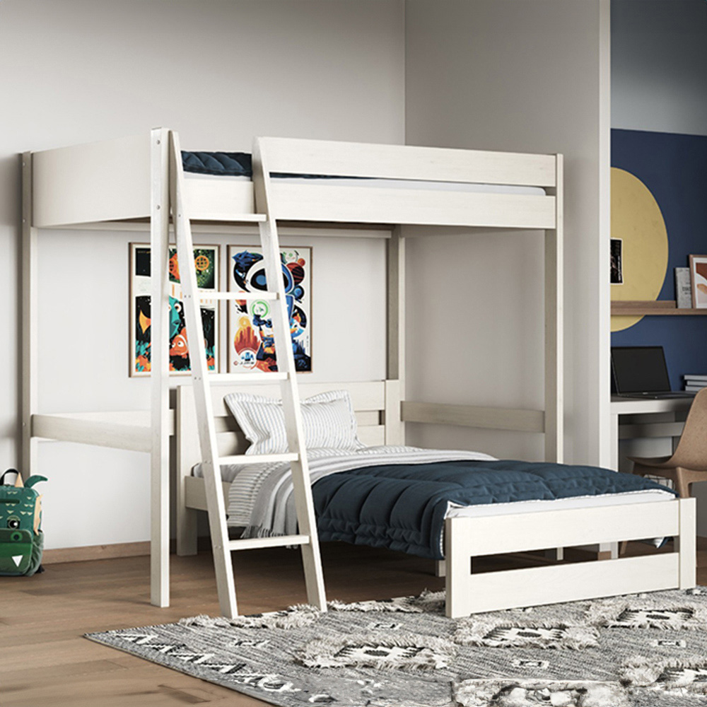 Noomi Tera Small Double White L Shaped High Sleeper with Bed Image 1