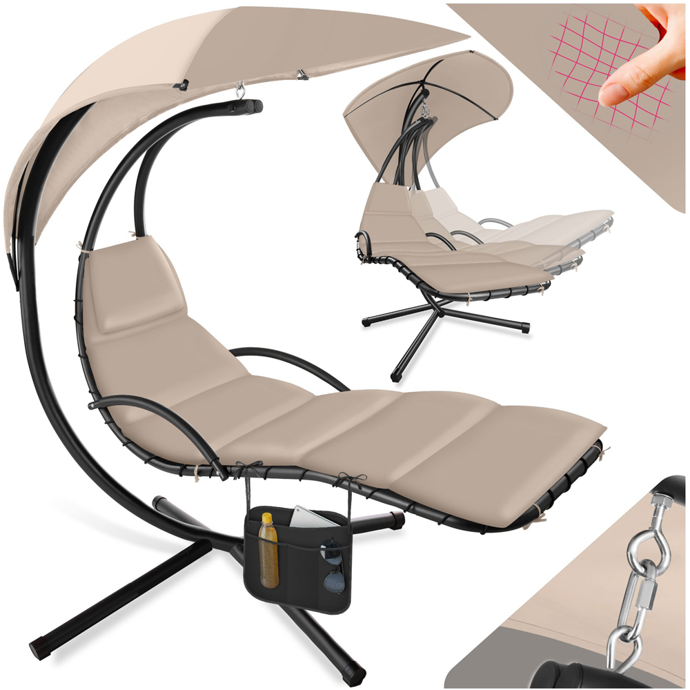 tectake Elaria Beige Large UV Protection Sun Canopy Hanging Chair Image 2