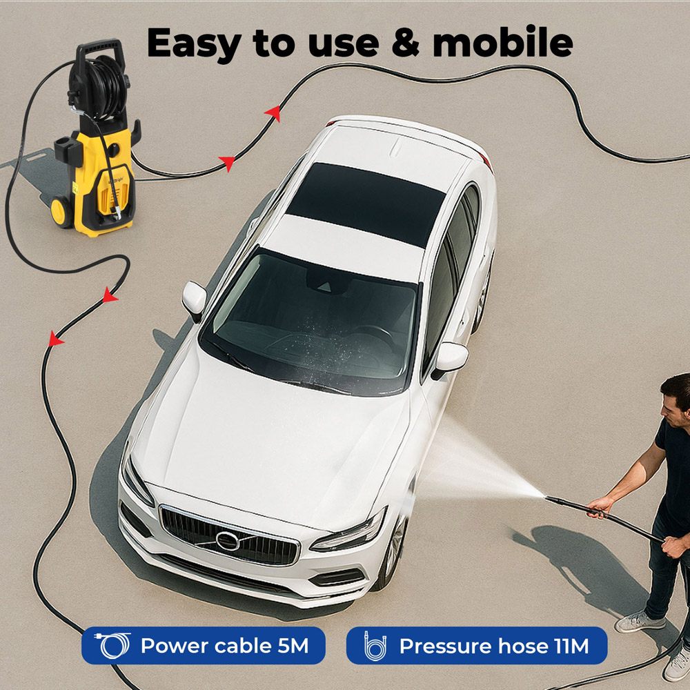 Traderight HW0291-UK 135 Bar High Power Electric Car Pressure Washer with Accessories Image 8
