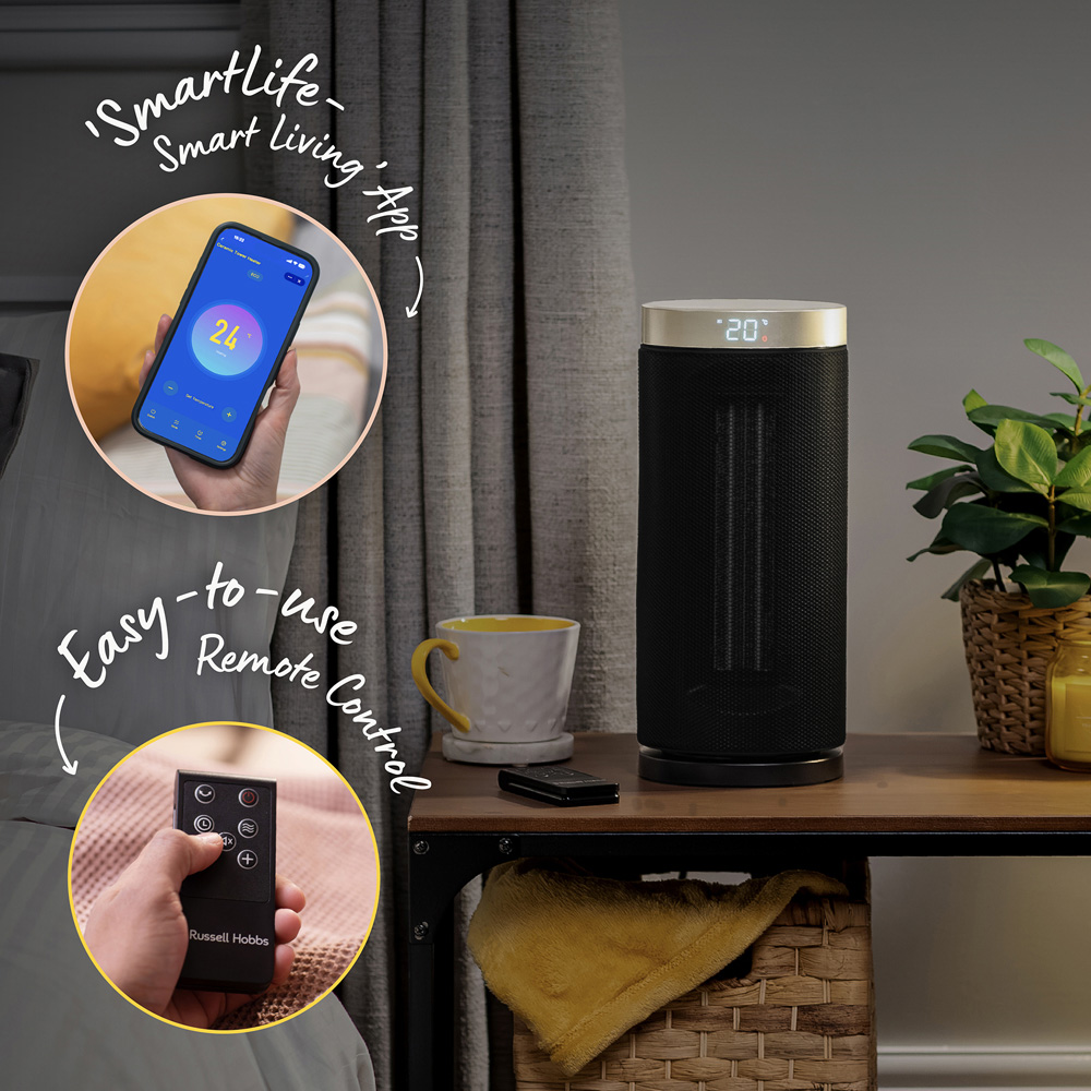 Russell Hobbs RHCTH2001G-SMT Black and Gold Round Smart Wi-Fi Enabled Ceramic Heater 2000W Image 5