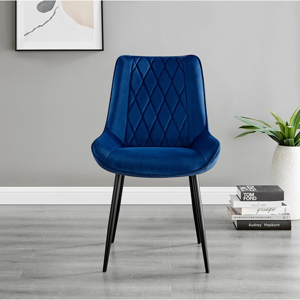 Furniturebox Arona Cesano Marble Effect 4 Seater Dining Set White Black and Navy Image 3