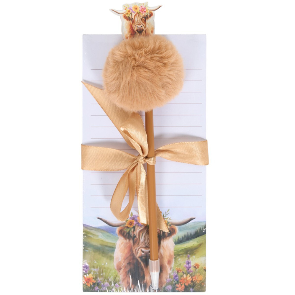 Floral Highland Cow Notepad and Pen Image 3