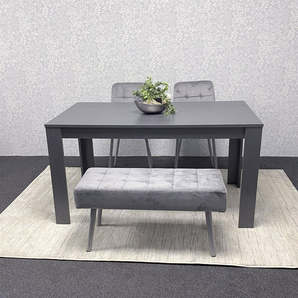Kosy Koala 4 Seater Dining Set with Bench Dark Grey and Grey Velvet Image 5