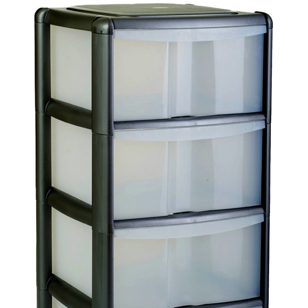 Black 4 Drawer Tower Storage Unit Image 2