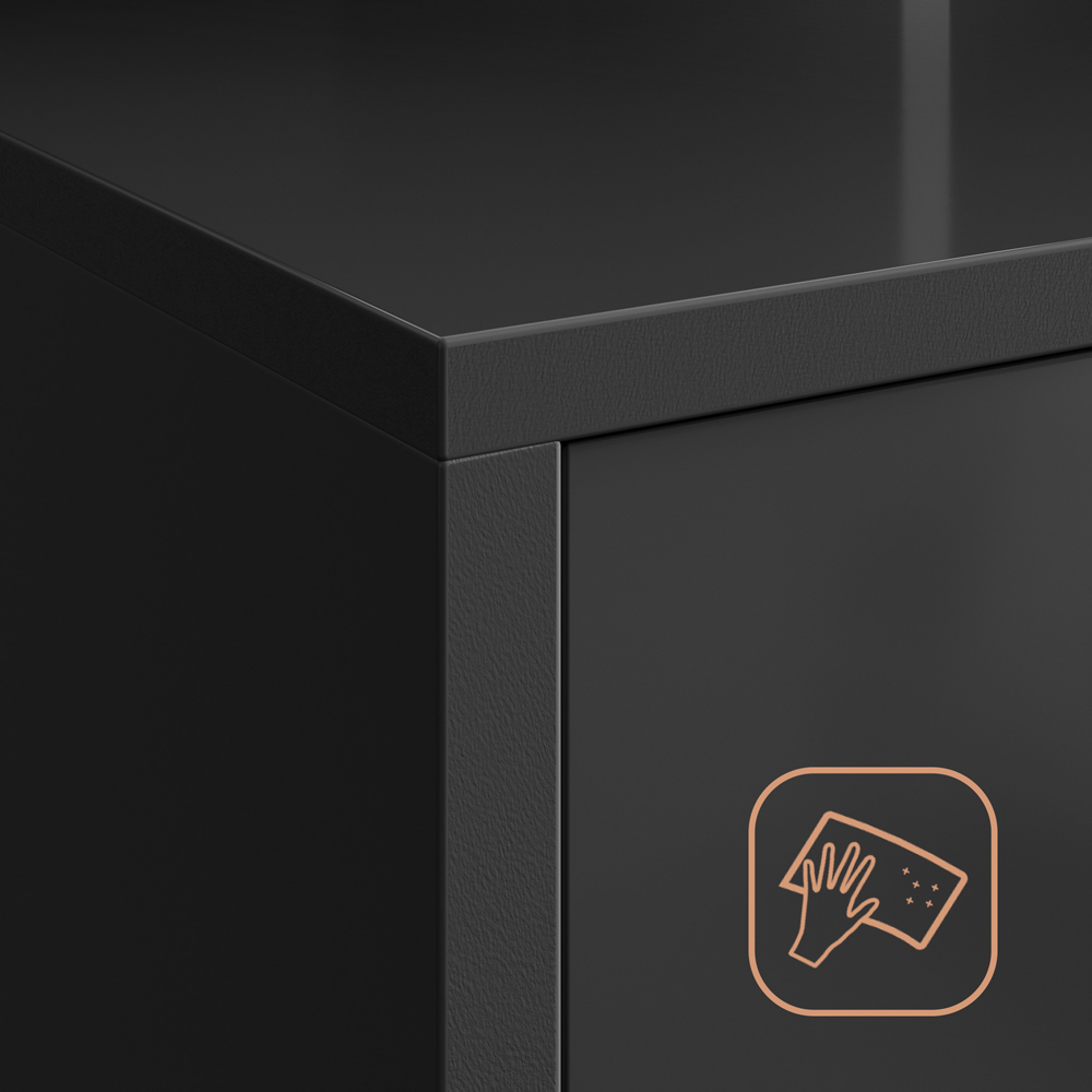 Brooklyn Truro Single Door Single Drawer 7 Shelf Black Adjustable Dressing Table with LED Mirror Image 7